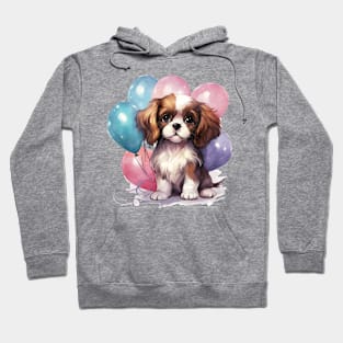 Cavalier King Charles Spaniel Dog Holding Balloons Hoodie